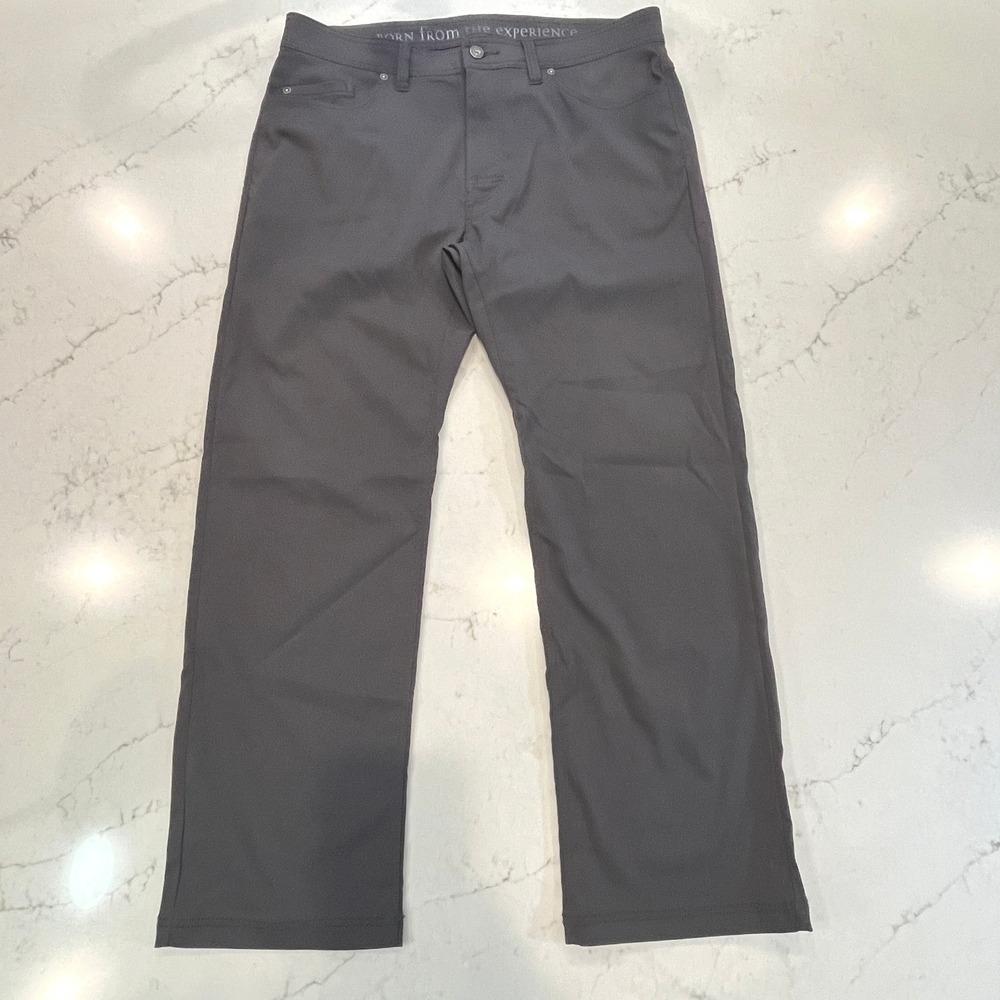 Prana Brion Pant Mens 36x30 Gray Nylon Stretch Slim Fit Hiking Outdoor Travel
